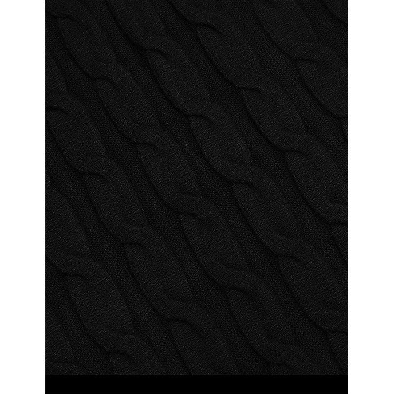 Herren Rollkragenpullover Zopfmuster Modern Schwarz