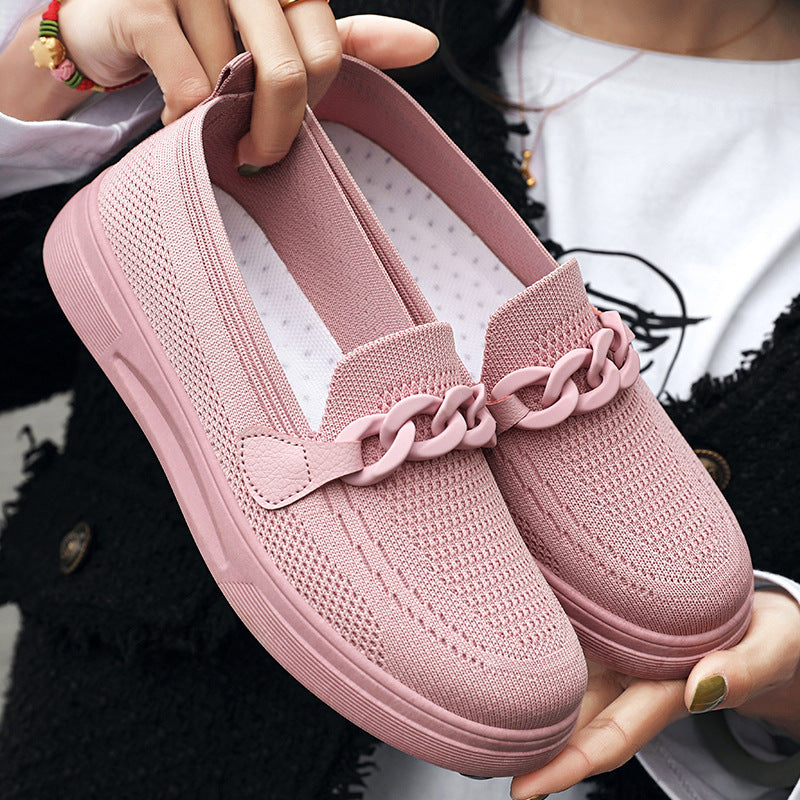 Damen Sneaker Atmungsaktiv Slip-On mit Kettendetail - BerlinGlamour