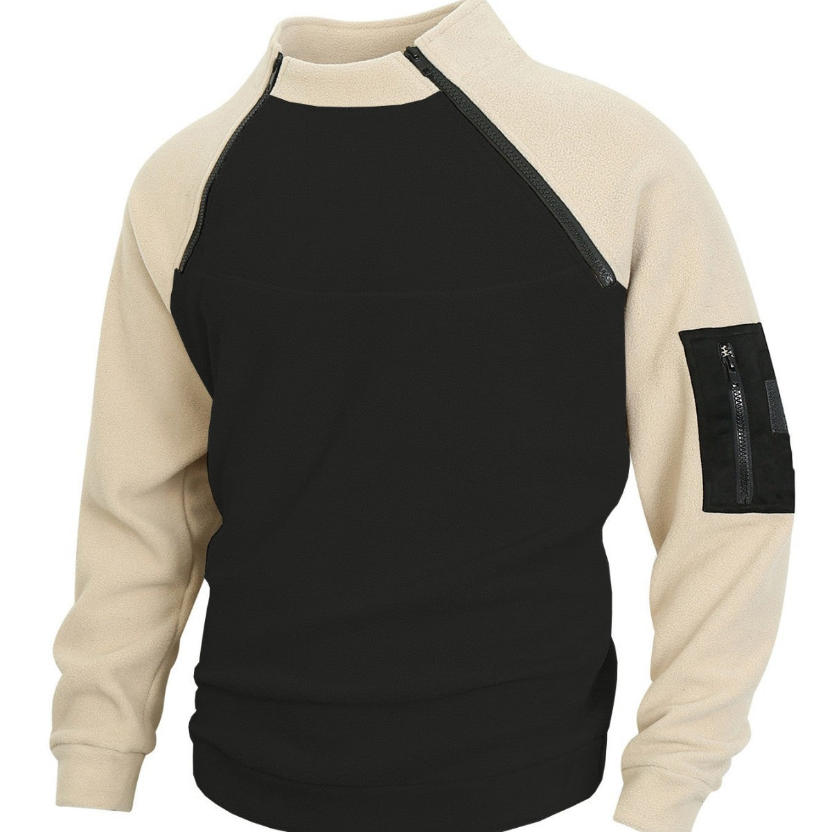 Herren Fleece Pullover Warm mit Reißverschluss Kragen