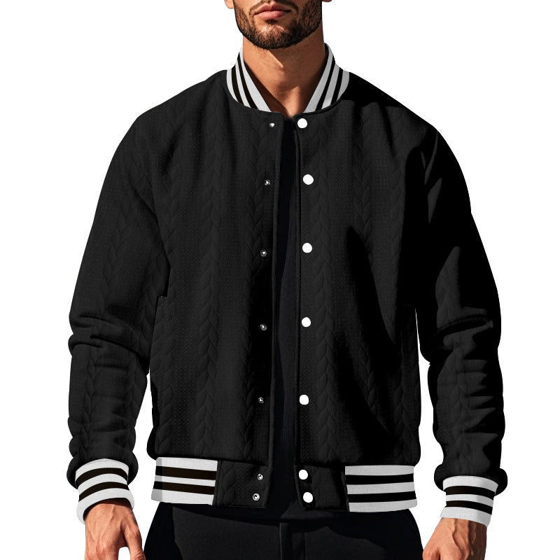 Herren Collegejacke Urban Style Strickdesign Schwarz