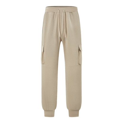 Herren Jogginghose Cargo-Style mit Taschen und Waffelmuster