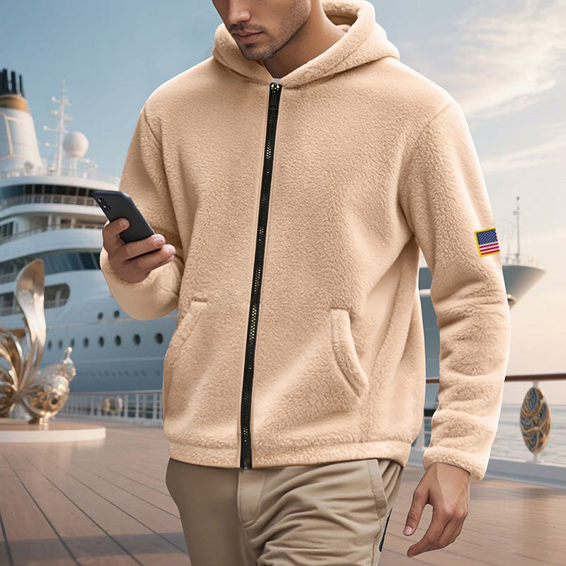 Herren Fleecejacke Reißverschluss Taschen Warm