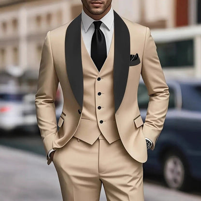 Herren Anzugset Elegant 3-teilig mit Satin-Weste