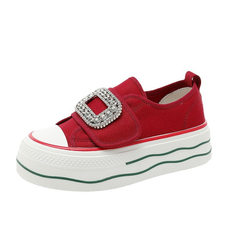 Damen Sneaker Hoch Plattform Glitzer Schnalle