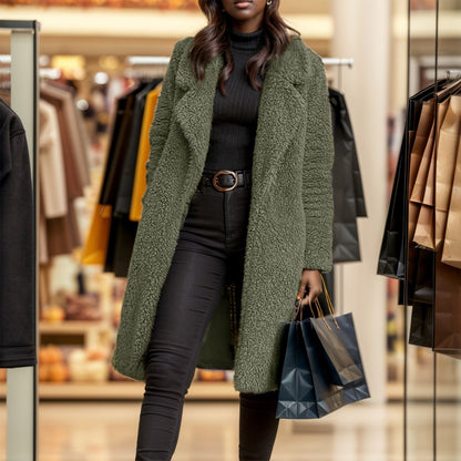 Damen Teddy-Mantel Übergroß Weich Gefüttert Winter