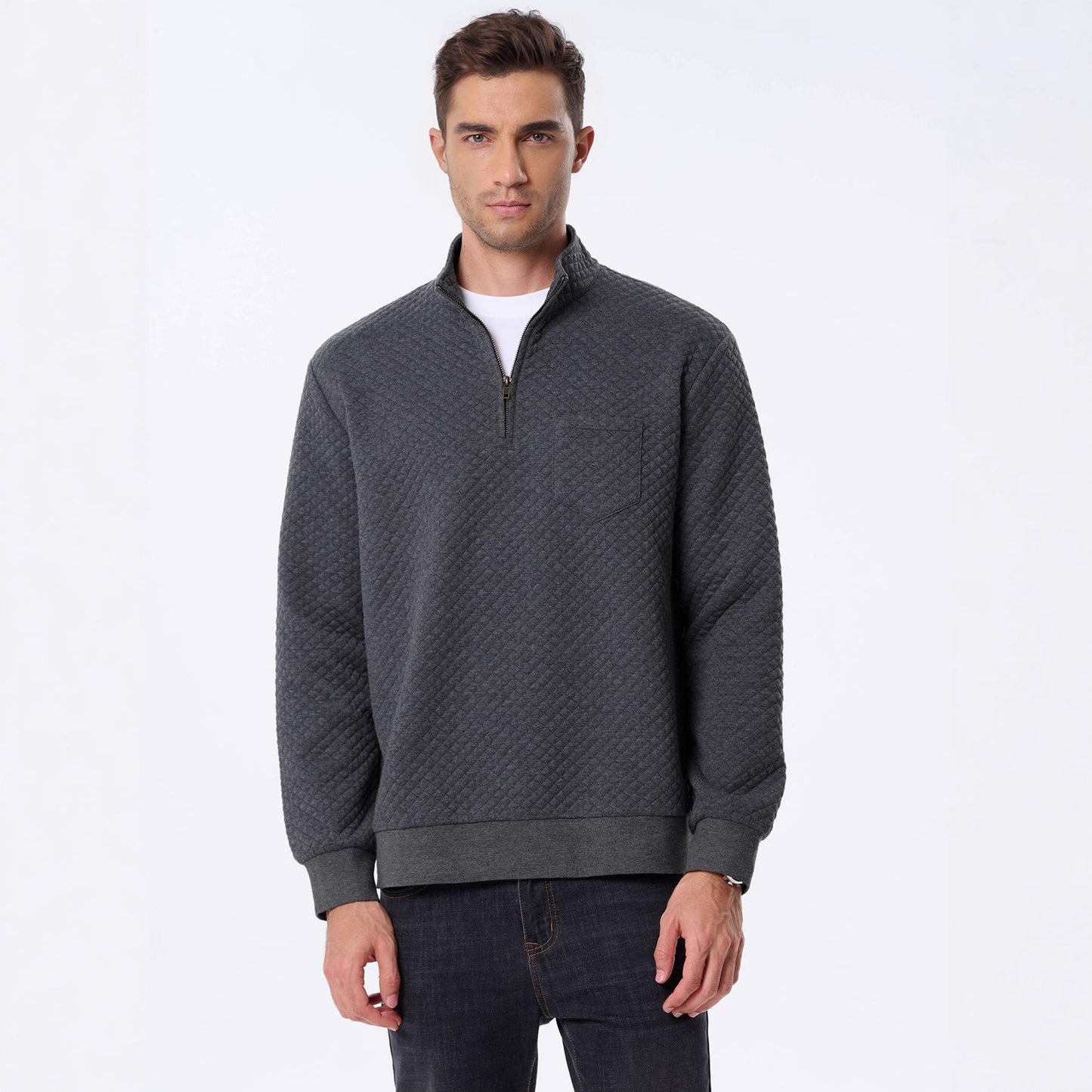Herren Pullover Stepp mit V-Ausschnitt Modern