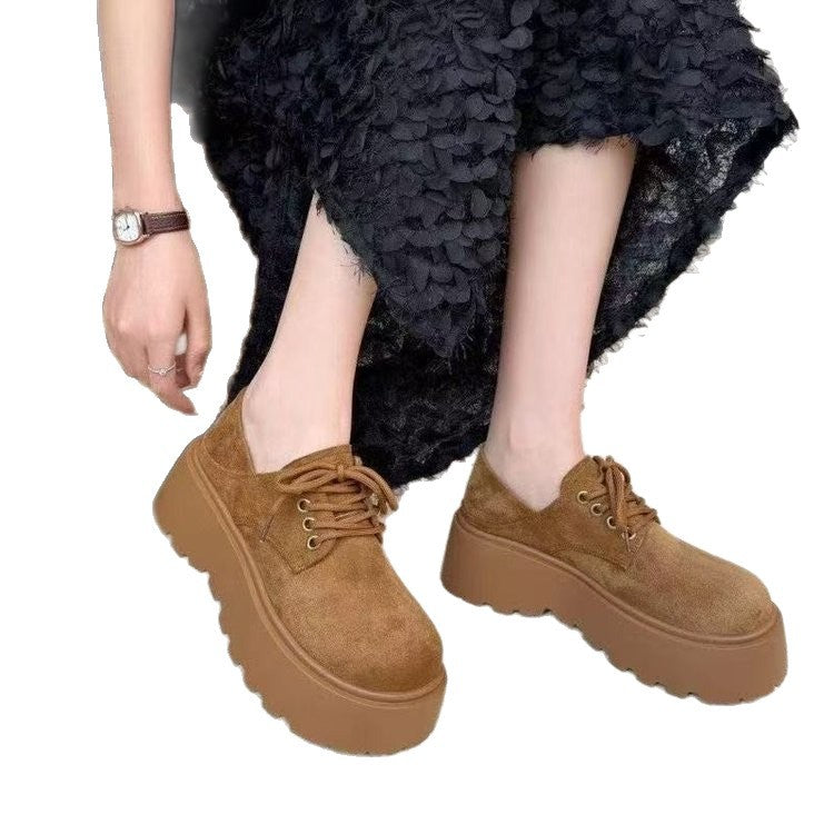 Damen Plateau-Schnürschuhe Bequem Wildleder Schuhe Höhe