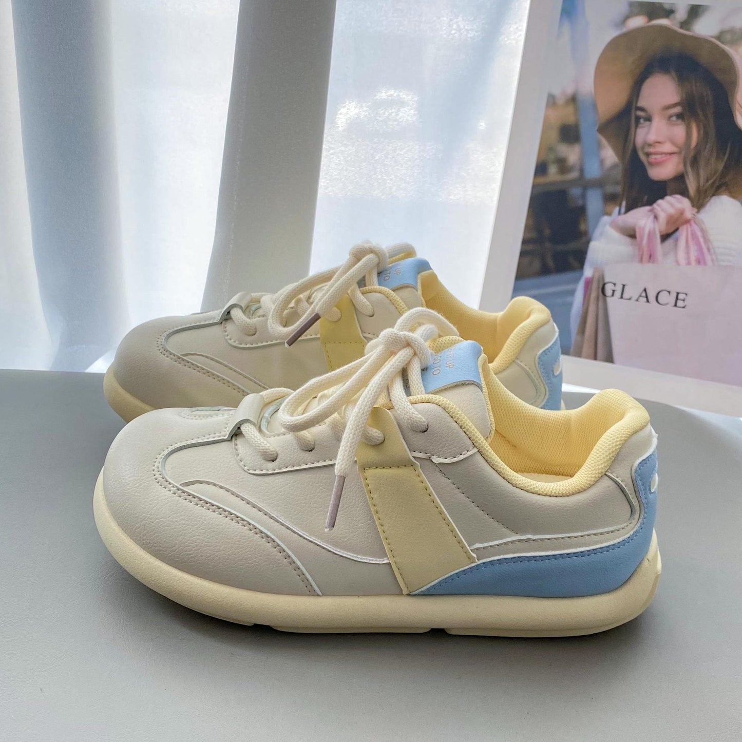 Damen Sneaker Sportlich Bequem Weiße