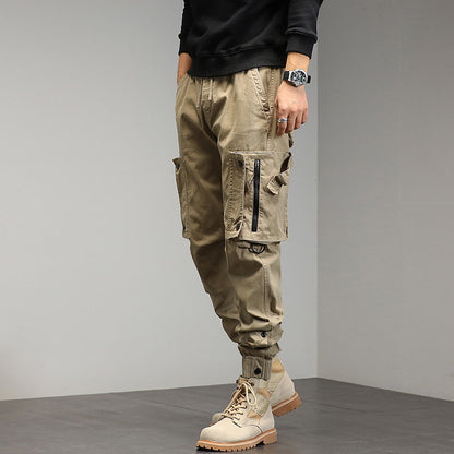 Herren Cargohose Elastisch Reißverschluss Taschen Modern
