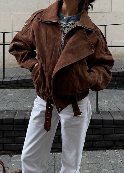 Lederjacke Moto Wildleder Bomber Jacket Schwarz