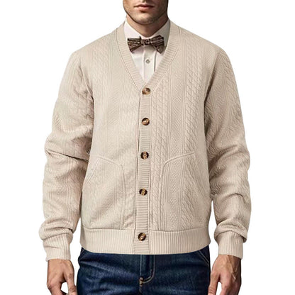 Herren Strickjacke V-Ausschnitt Mit Taschen Modern - BerlinGlamour