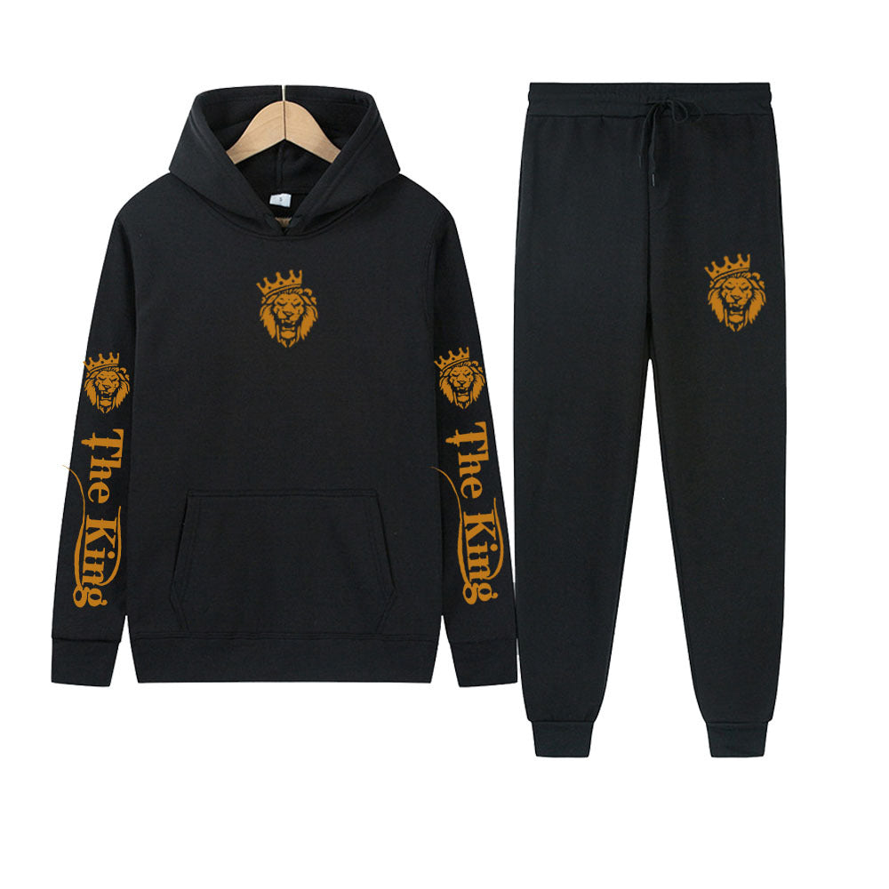 Herren Sportset Kapuzenpulli Jogginghose Modern Königsmotiv