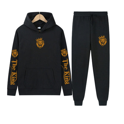 Herren Sportset Kapuzenpulli Jogginghose Modern Königsmotiv