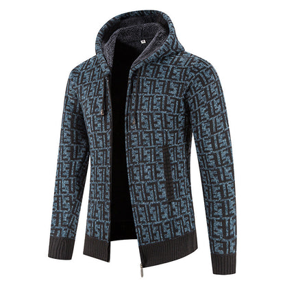 Herren Strickjacke Modern mit Kapuze und Muster