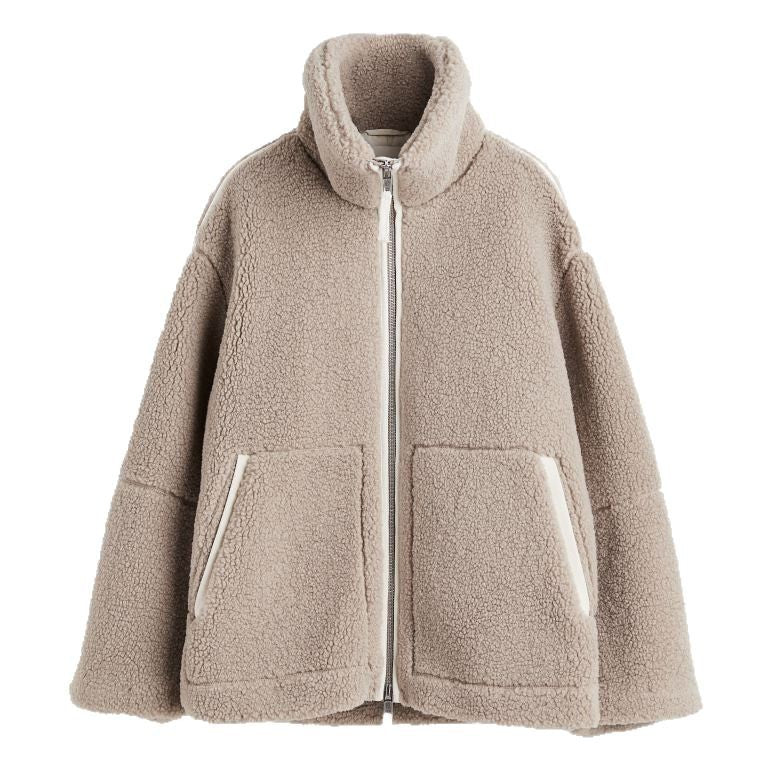 Damen Fleecejacke Warm mit Taschen und Hochkragen