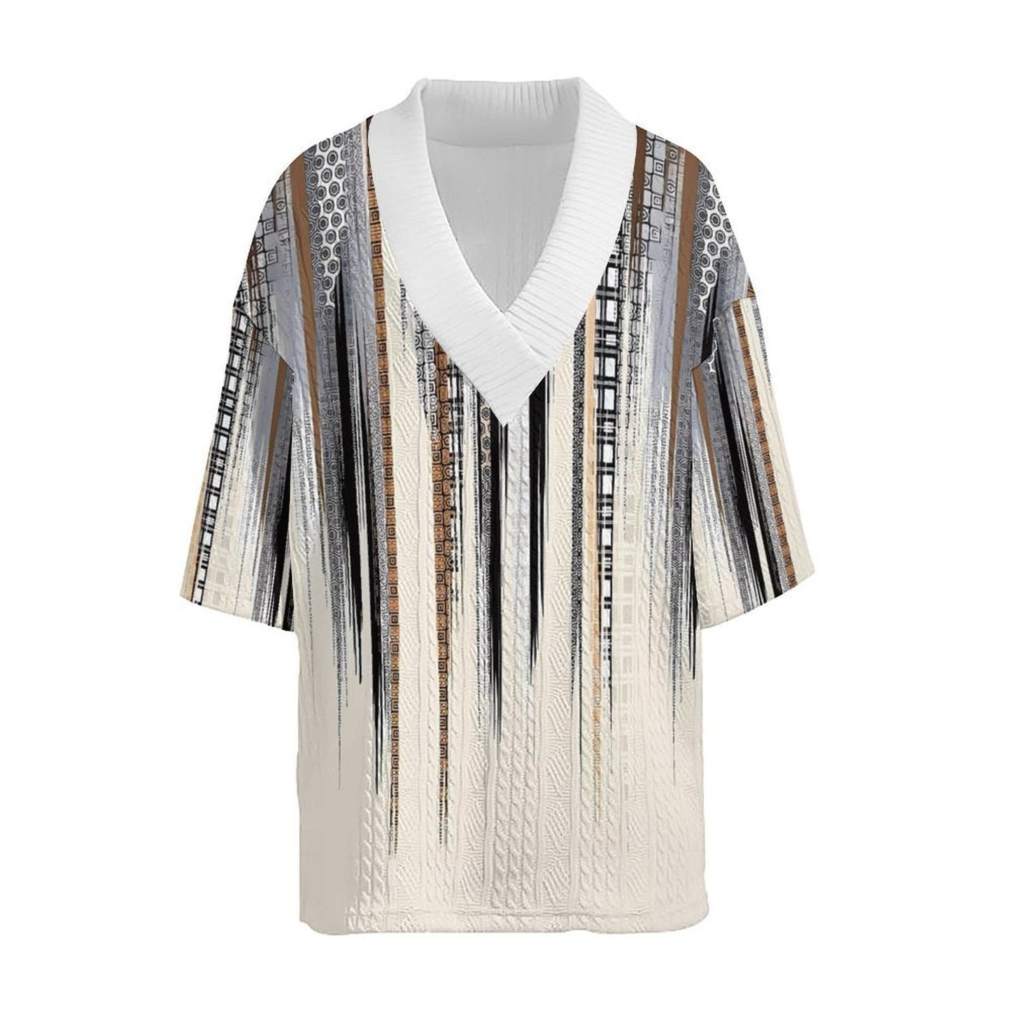 Herren Strickpulli Tiefes V mit Muster Modern