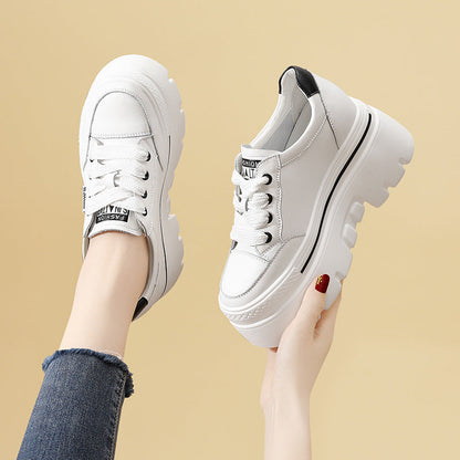 Damen Plateau Sneaker Rutschfest Schnüren Modisch