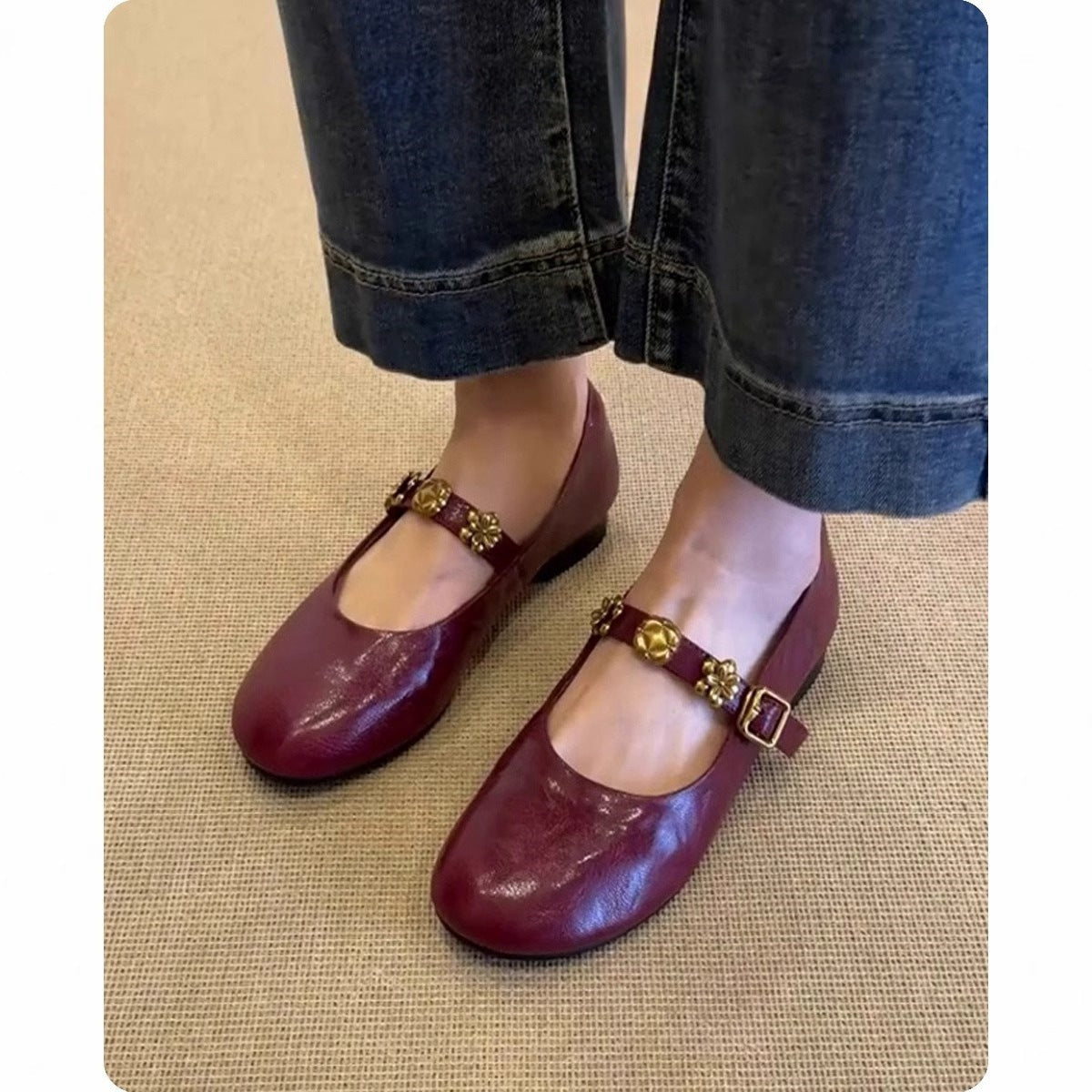 Damen Ballerinas Elegant mit Blumen Muster