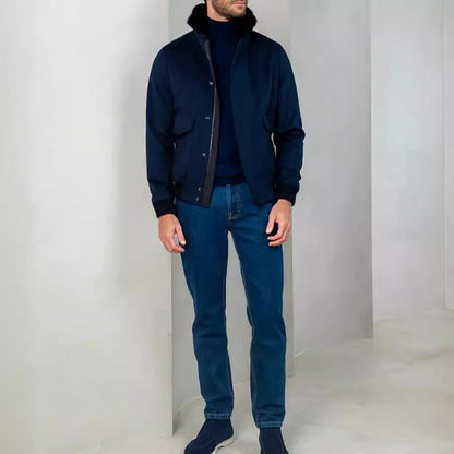 Herren Übergangsjacke Mit Weichem Kragen und Taschen