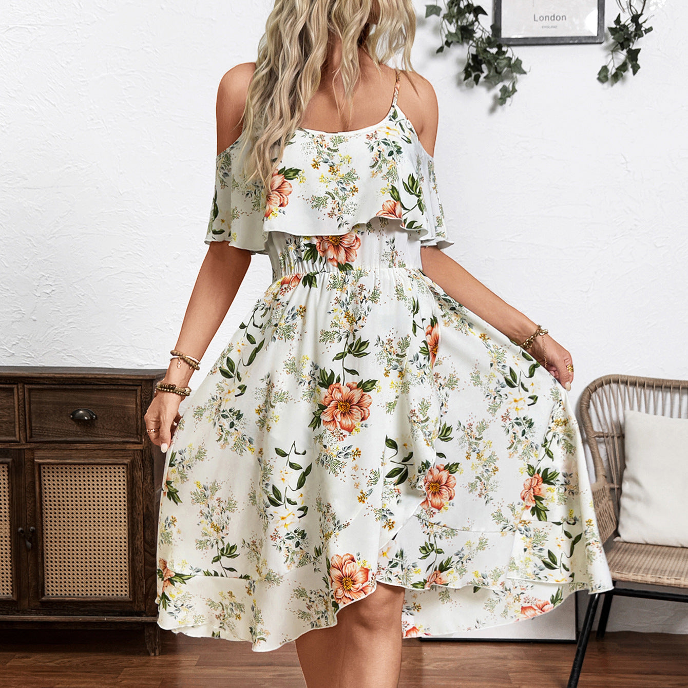 Damenkleid Blumenmuster lockerer Schnitt Schwingrock - BerlinGlamour