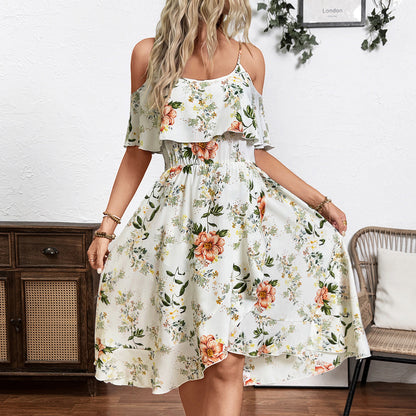 Damenkleid Blumenmuster lockerer Schnitt Schwingrock - BerlinGlamour
