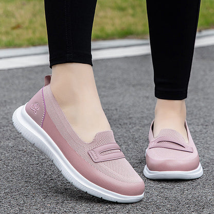 Damen Sneaker Bequem Atmungsaktiv Mesh Weiße Schuhe