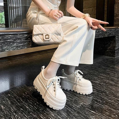 Damen Plateau Sneaker Elegante Schnürsenkel Hochzeitsschuhe