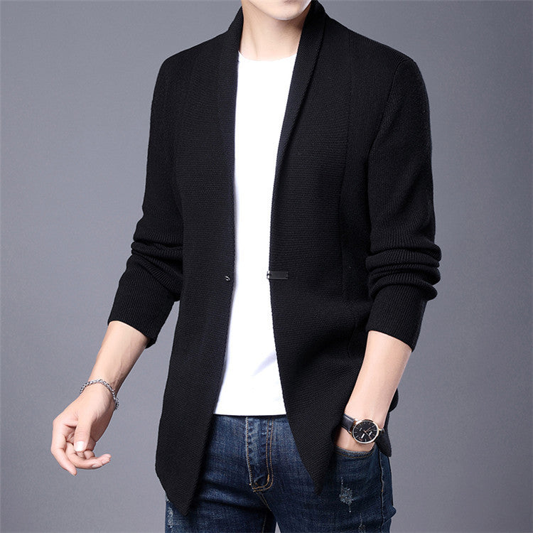 Herren Strickjacke Langarm Modern Schalkragen Asymmetrisch