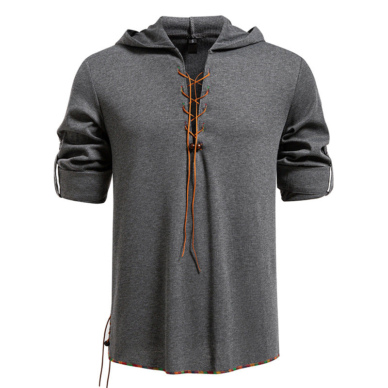 Herren Hoodie Lässig mit Schnürung Modern