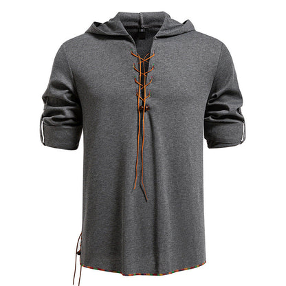 Herren Hoodie Lässig mit Schnürung Modern
