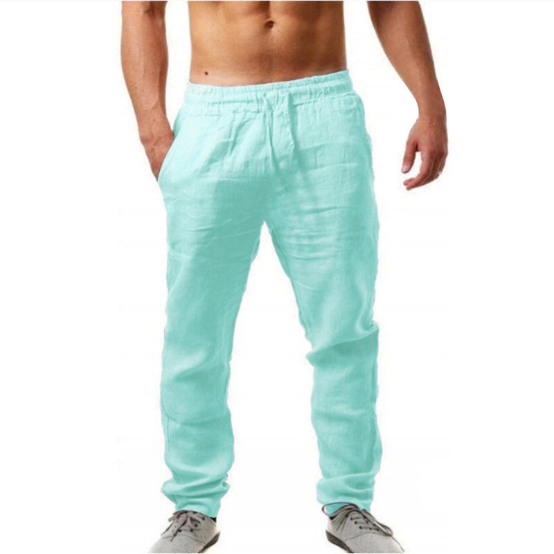 Herren Leinenhose Relaxed Fit Bequem mit Kordelzug