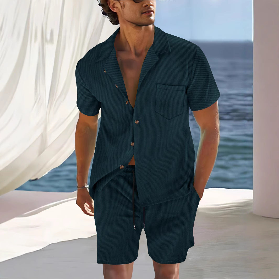 Herren Kurzarmhemd Sommerleicht mit passenden Shorts