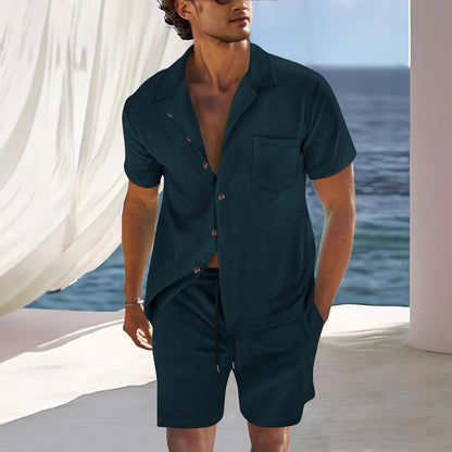 Herren Kurzarmhemd Sommerleicht mit passenden Shorts