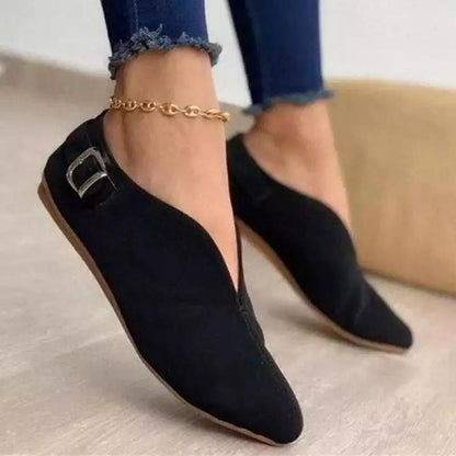 Damen Mokassins Elegant Spitze Zehen Schwarz Schuhe