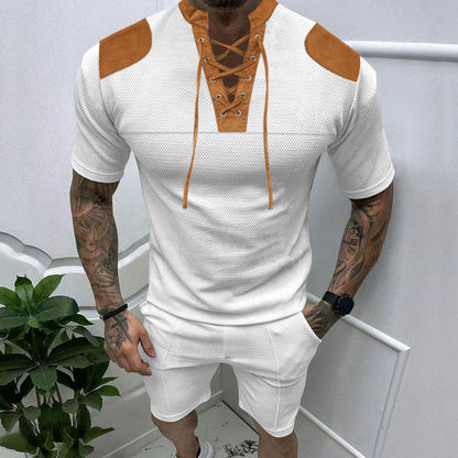 Herren Sport-T-Shirt Atmungsaktiv Schnürdesign Modern