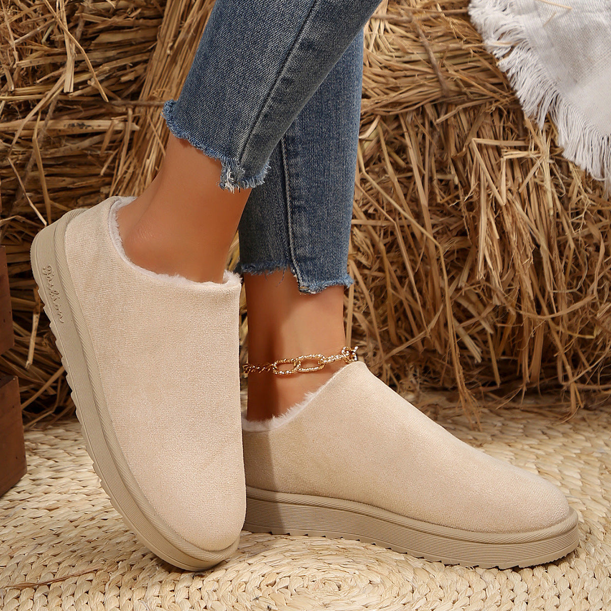 Damen Slipper Weich Kunstfell Rutschfest Warm