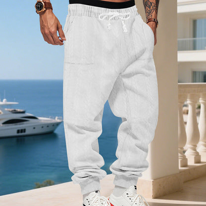 Herren Jogginghose Bequem Strick Mit Taschen Schwarz