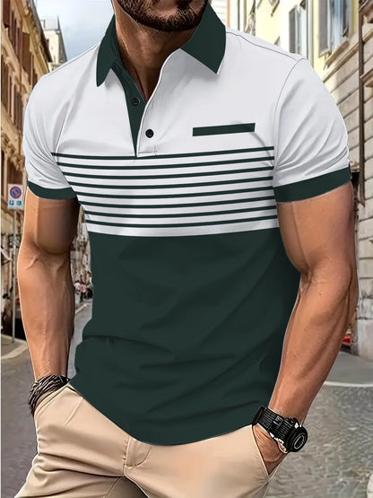Herren Poloshirt Streifen Modern Stilvoll