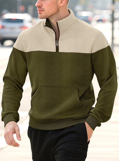 Männer Pullover Stehkragen Sportlich Strukturiert