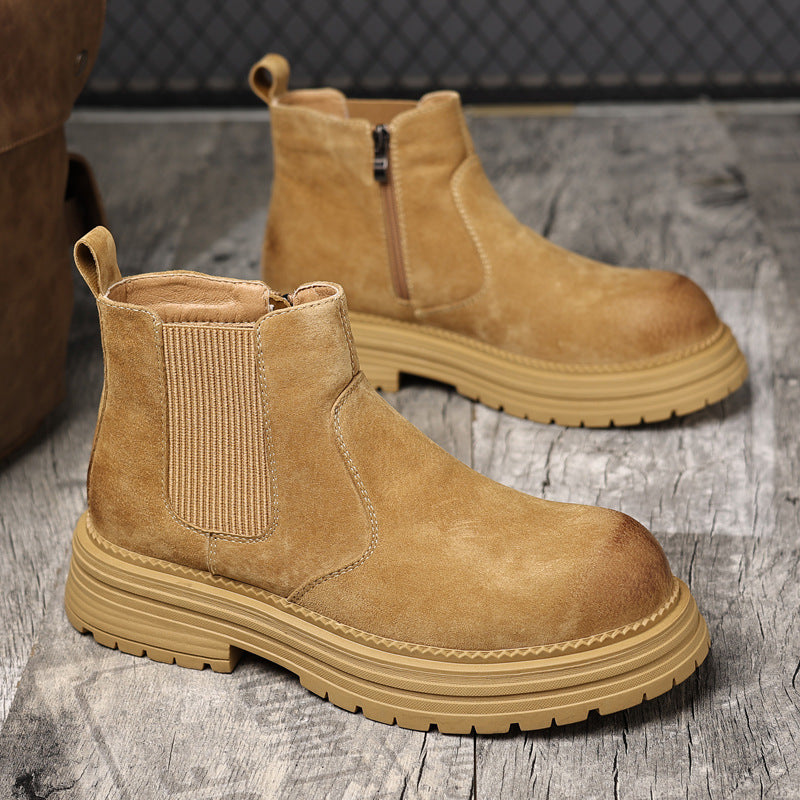 Damen Chelsea Stiefel Wildleder Robust Mit Reißverschluss - BerlinGlamour