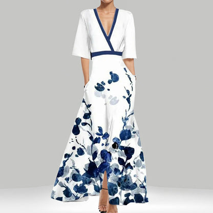 Elegantes Taillenkleid V-Ausschnitt Mit Schößchen