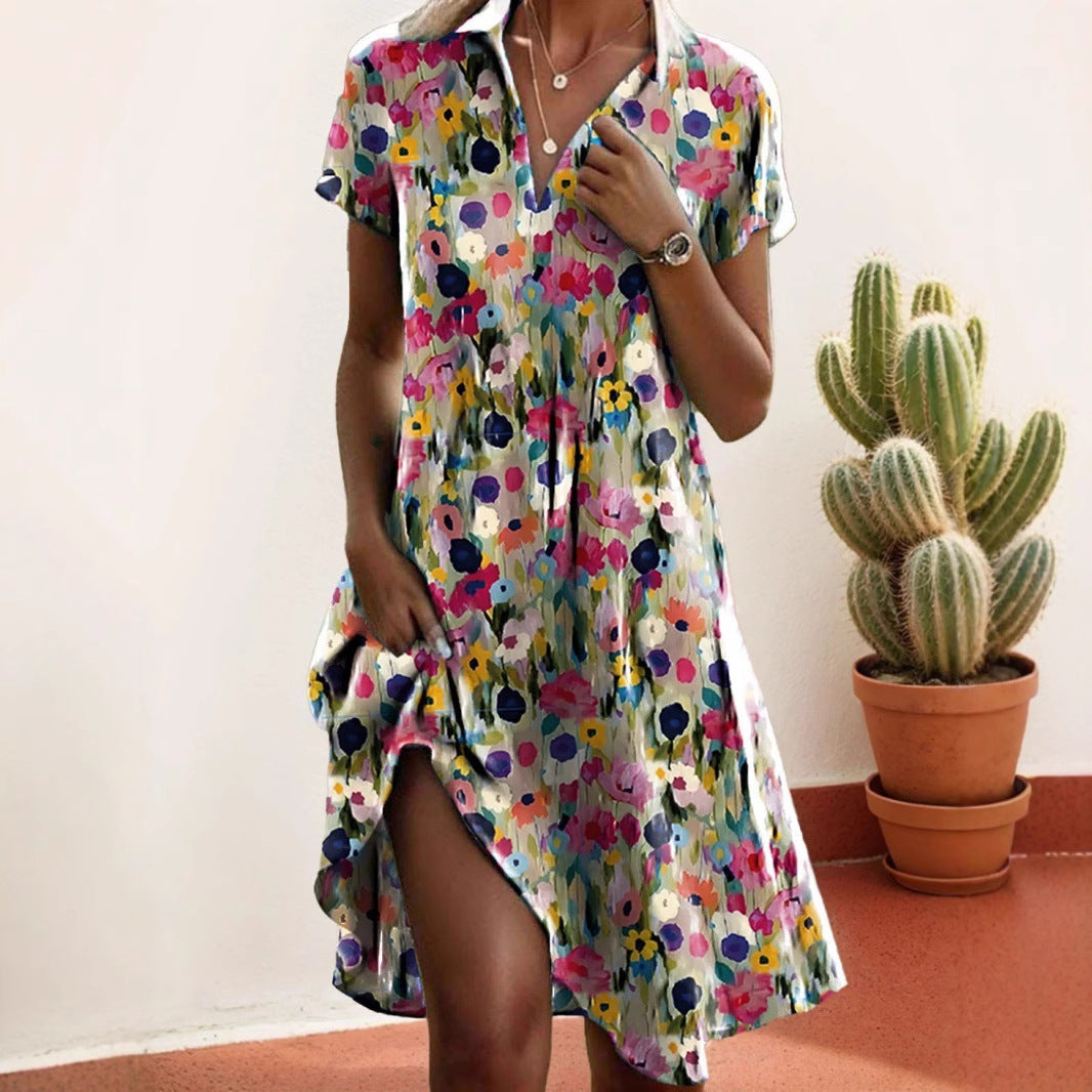 Damenkleid Floral Asymmetrisch Sommerkleid