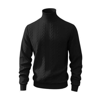 Herren Pullover Stehkragen Zopfmuster Strick