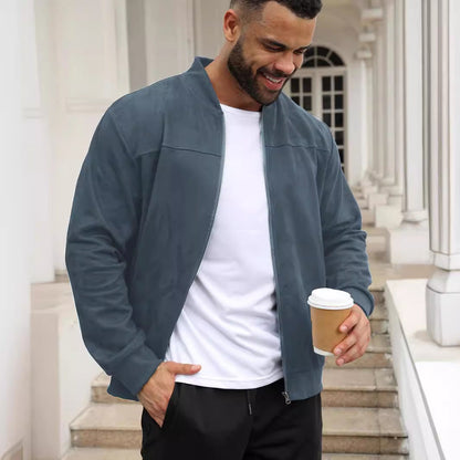 Herren Suede Jacke Sportlich Modisch Lederlook