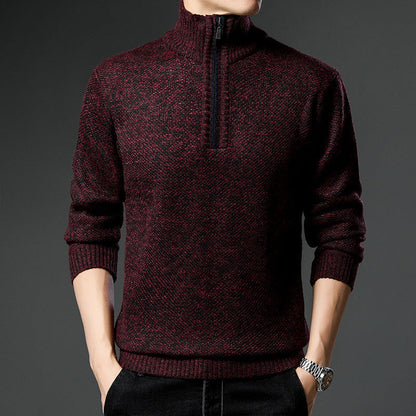 Herren Pullover Modern mit Reißverschluss und Struktur Optik