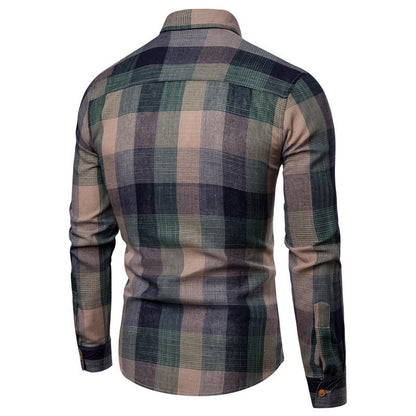 Herren Langarmhemd Karo Modern Trendy