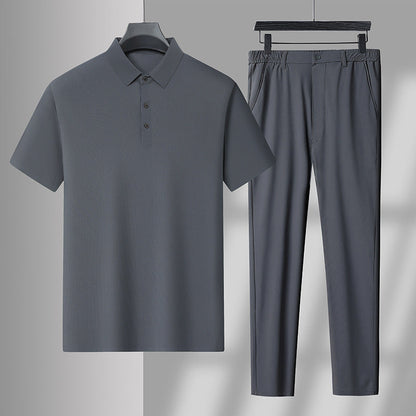 Herren Jogginghose Set mit Poloshirt Bequem Sportlich