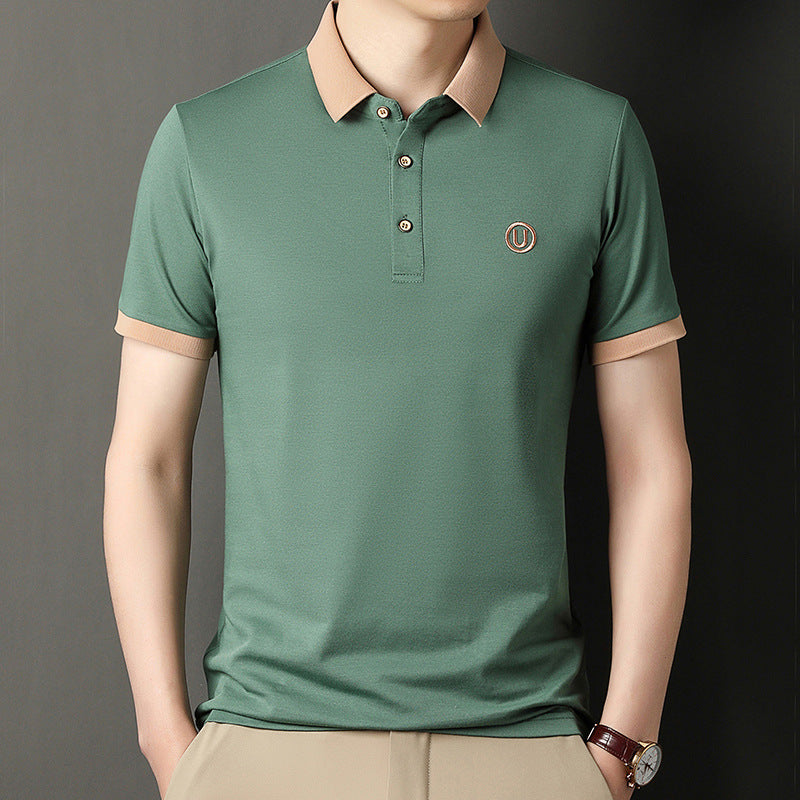 Herren Polohemd Moderner Kontrastkragen Slim Fit