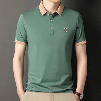 Herren Polohemd Moderner Kontrastkragen Slim Fit