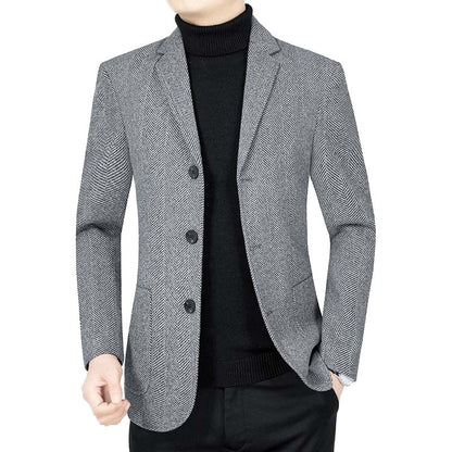 Herren Blazerjacke Elegant Zickzack Muster Modern Schwarz